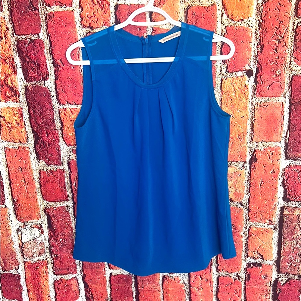 Soft Surroundings Mykonos Blue Sleeveless women Tunic blouse Petite M new